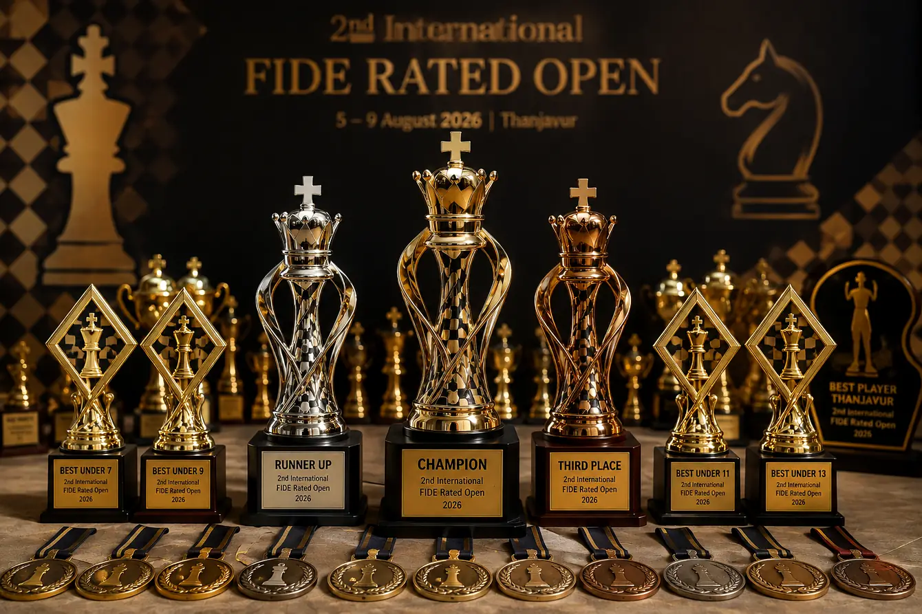 Trophies and medals for the 2nd International FIDE Rated Open